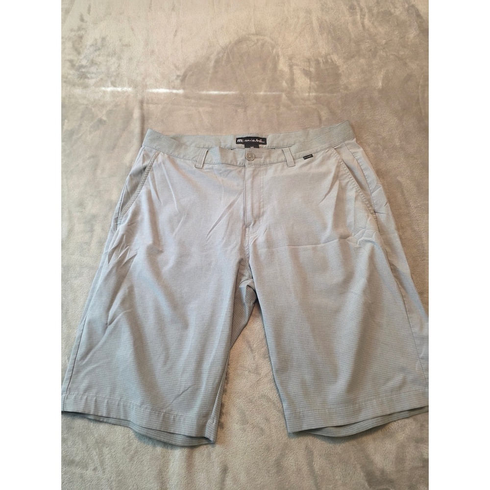 Travis Mathew Golf Shorts Mens 36 Gray Striped Performance Activewear